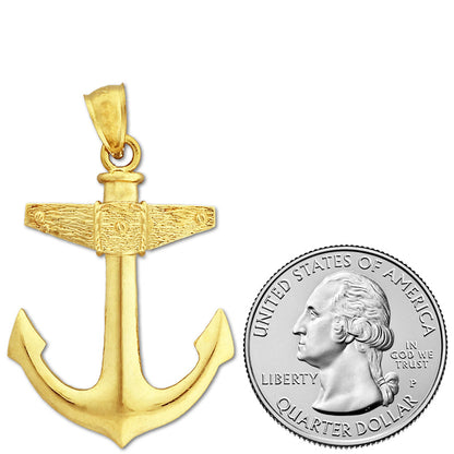 14K Gold Marine-Anker-Anhänger