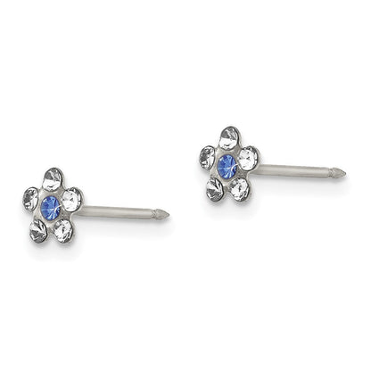 Edelstahl Inverness Klar & Blau Kristall Stecker Blume Ohrringe