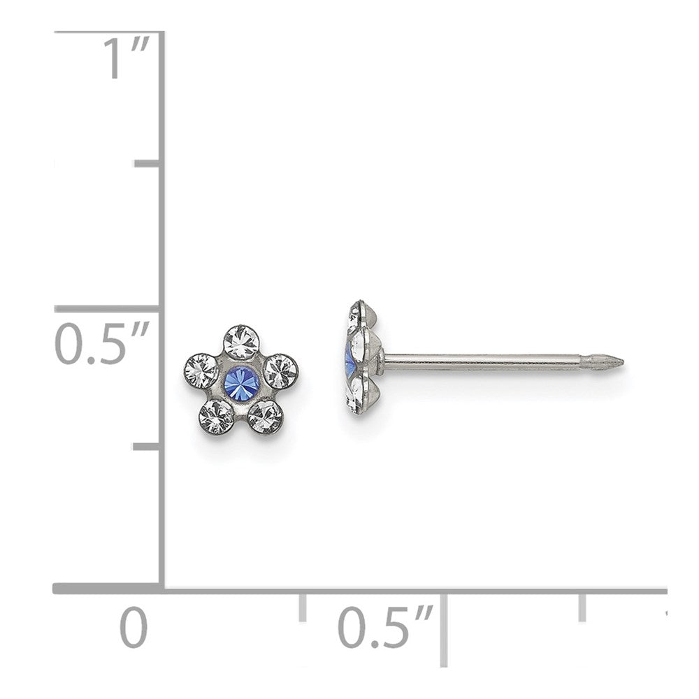Edelstahl Inverness Klar & Blau Kristall Stecker Blume Ohrringe