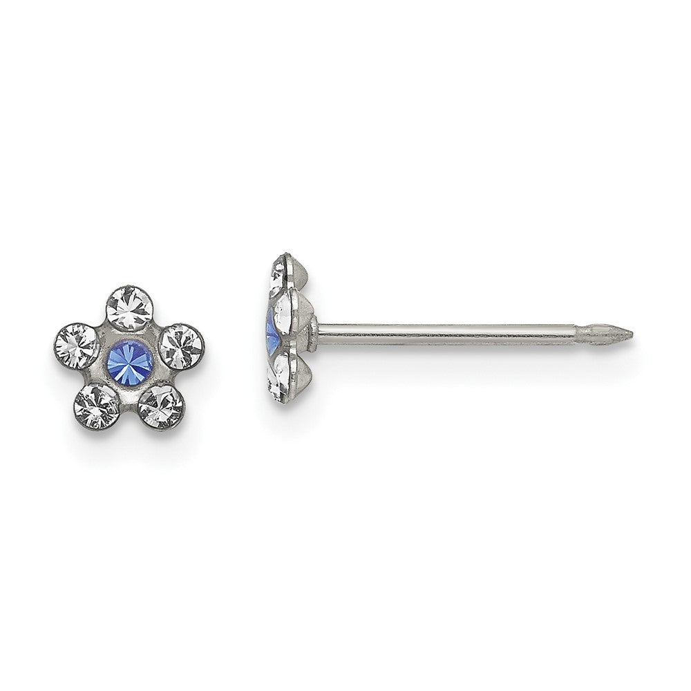 Edelstahl Inverness Klar & Blau Kristall Stecker Blume Ohrringe