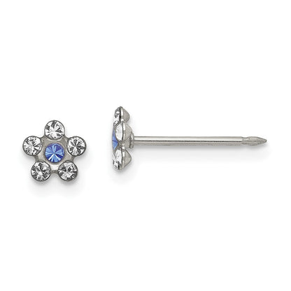 Edelstahl Inverness Klar & Blau Kristall Stecker Blume Ohrringe