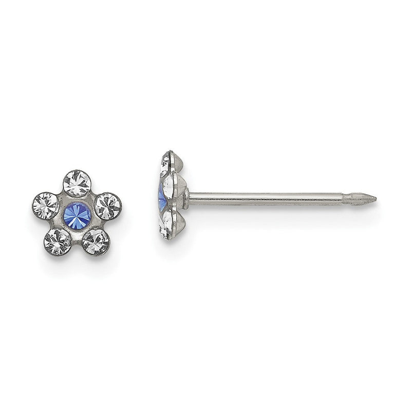 Edelstahl Inverness Klar & Blau Kristall Stecker Blume Ohrringe