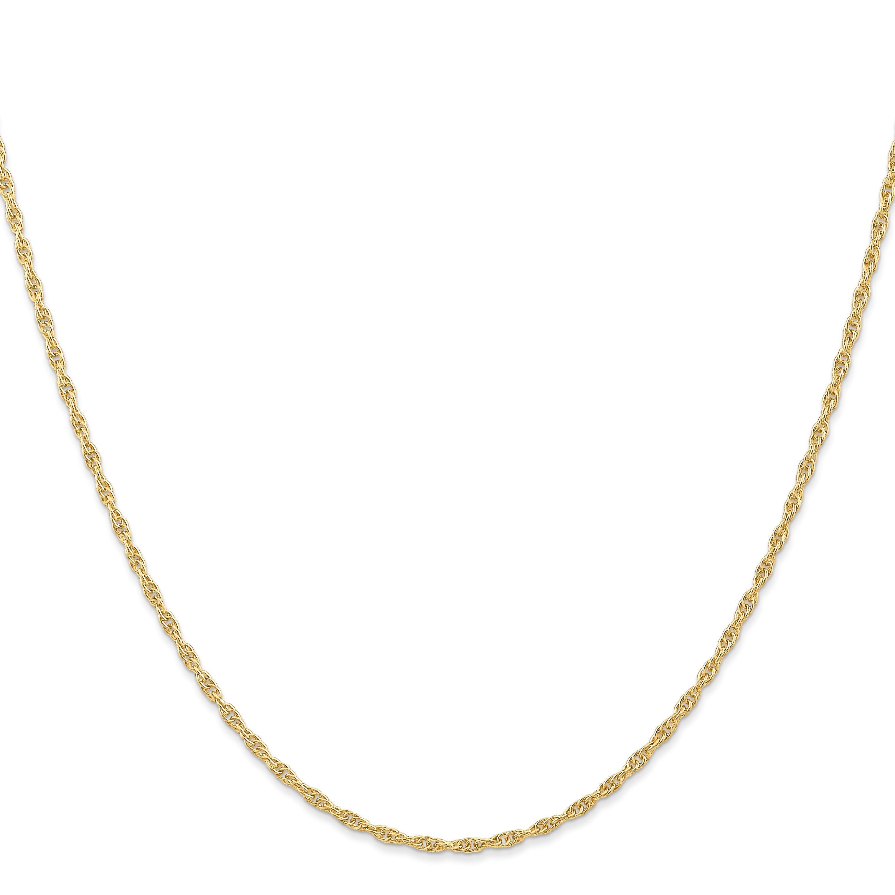 14K Gelbgold Carded 1.55mm Ankerkette Kordel mit Federring Verschluss Halskette
