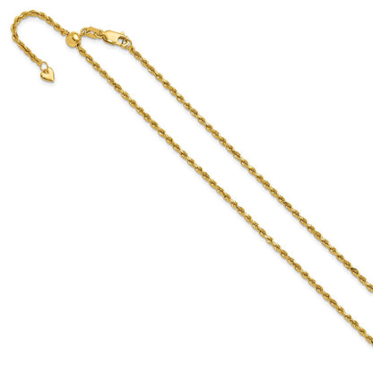 22 Zoll 14K Verstellbar 2mm Diamantiert Kordel Halskette