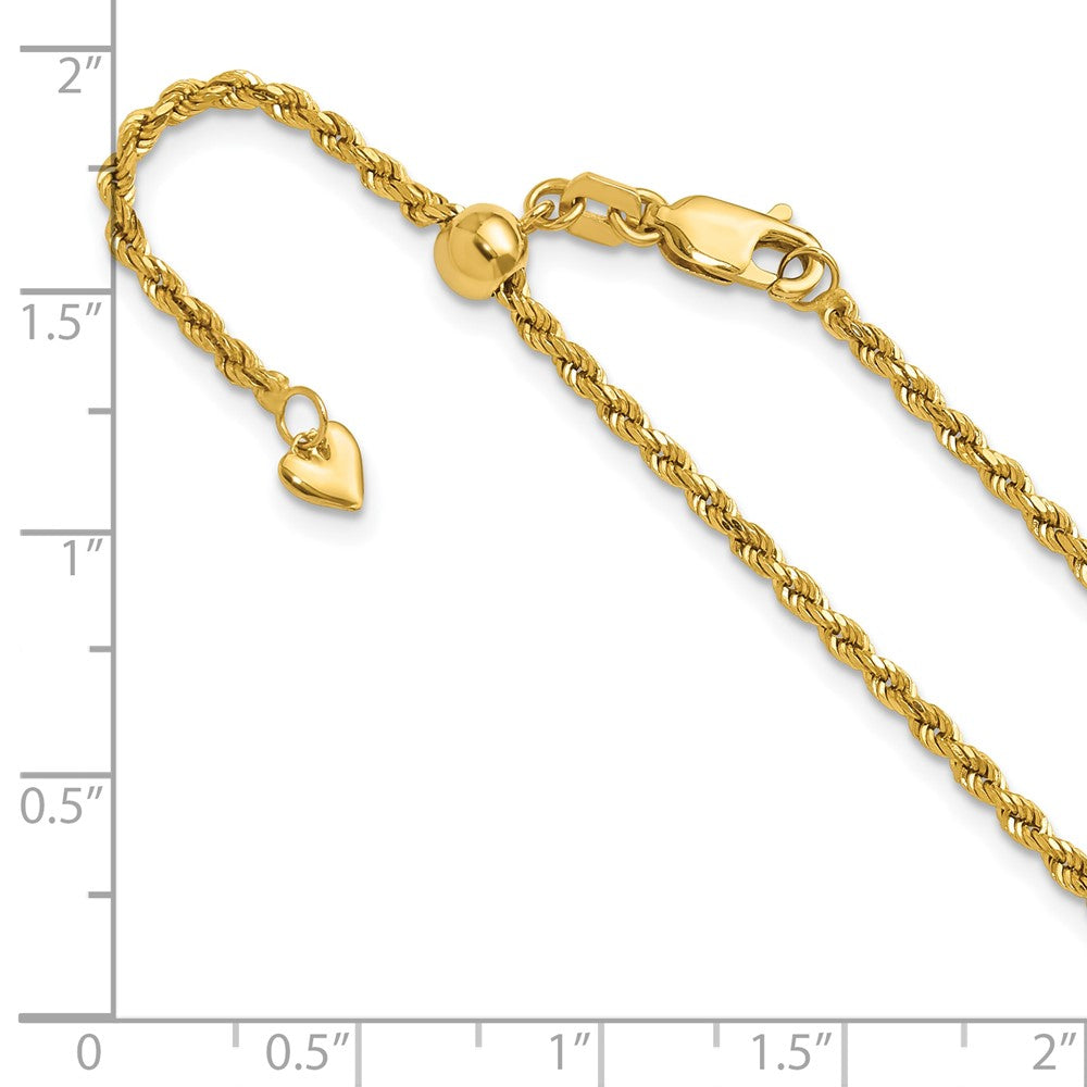 22 Zoll 14K Verstellbar 2mm Diamantiert Kordel Halskette