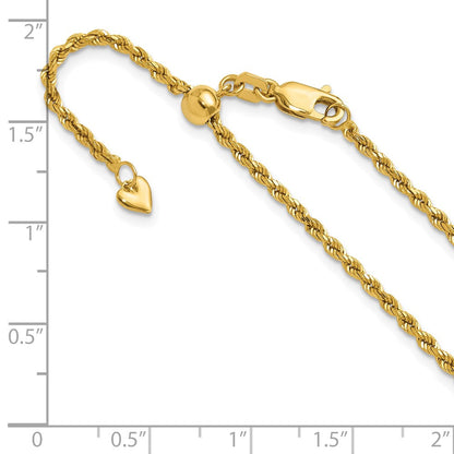 22 Zoll 14K Verstellbar 2mm Diamantiert Kordel Halskette
