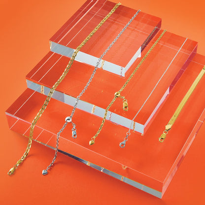 22 Zoll 14K Verstellbar 2mm Diamantiert Kordel Halskette