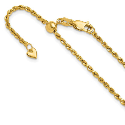 22 Zoll 14K Verstellbar 2mm Diamantiert Kordel Halskette