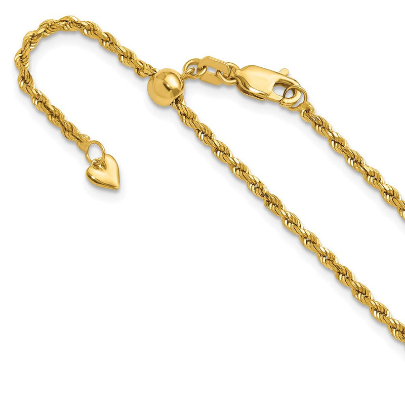 22 Zoll 14K Verstellbar 2mm Diamantiert Kordel Halskette