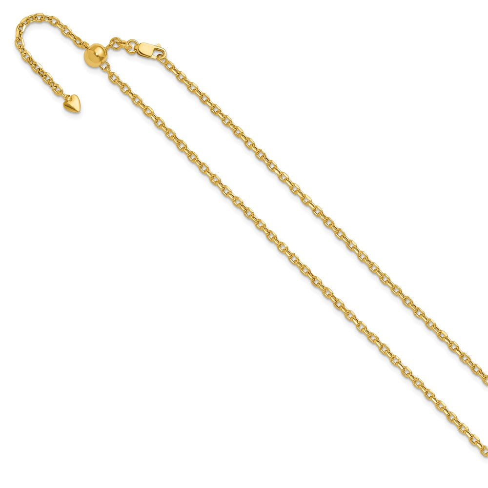 14K Verstellbar 2.5mm Halbmassiv Diamantiert Ankerkette Halskette