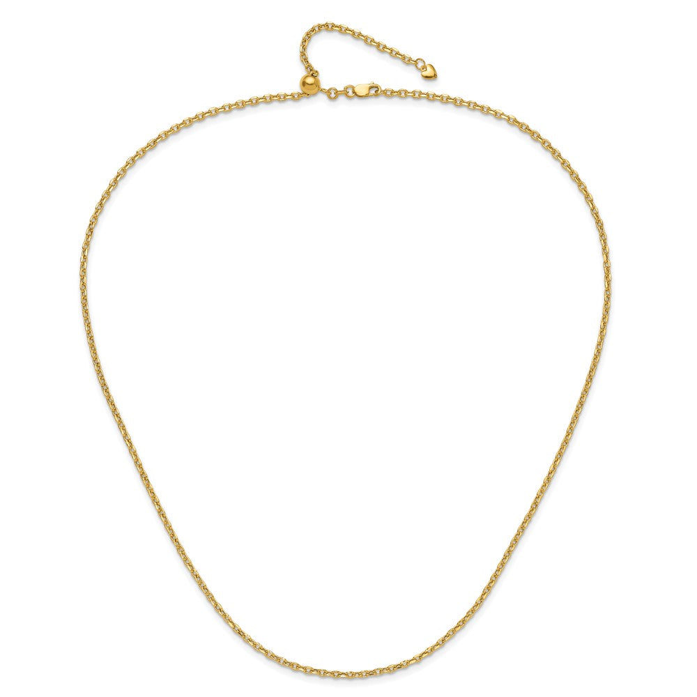 14K Verstellbar 2.5mm Halbmassiv Diamantiert Ankerkette Halskette
