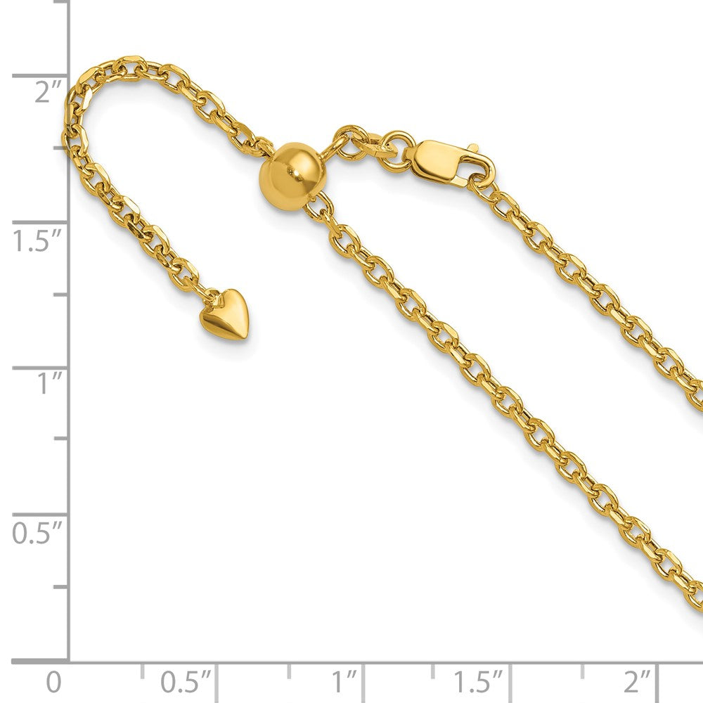 14K Verstellbar 2.5mm Halbmassiv Diamantiert Ankerkette Halskette