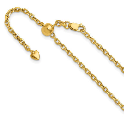 14K Verstellbar 2.5mm Halbmassiv Diamantiert Ankerkette Halskette