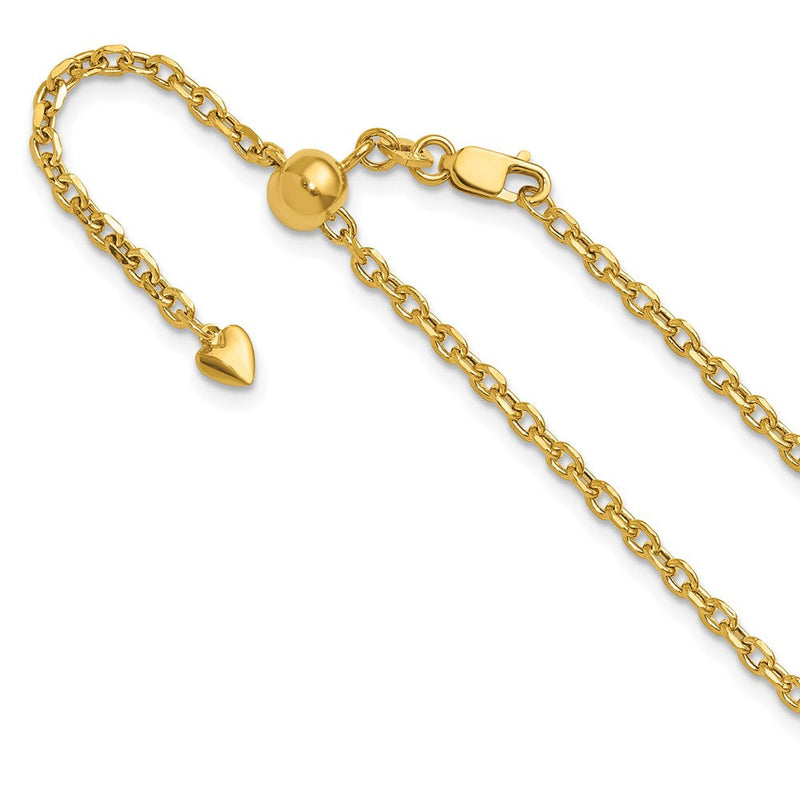 14K Verstellbar 2.5mm Halbmassiv Diamantiert Ankerkette Halskette