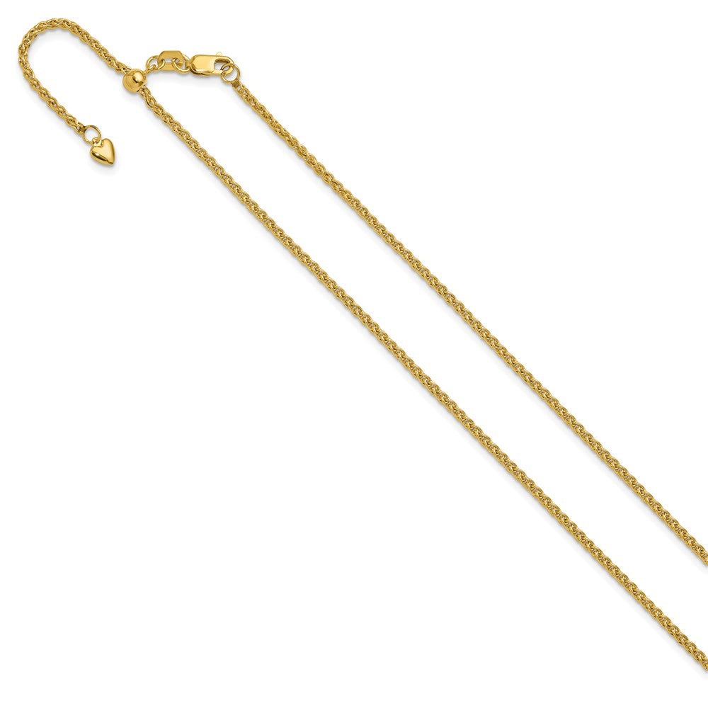14K Verstellbar 1.6mm Halbmassiv Ährenkette Halskette