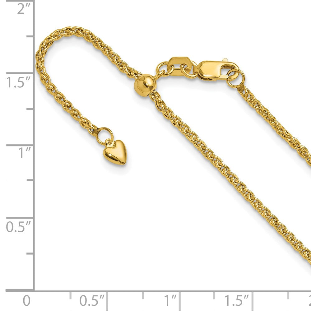 14K Verstellbar 1.6mm Halbmassiv Ährenkette Halskette