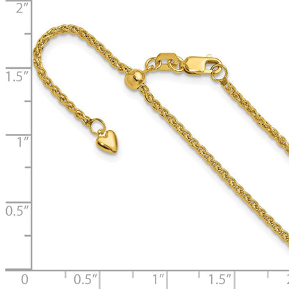 14K Verstellbar 1.6mm Halbmassiv Ährenkette Halskette