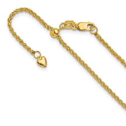 14K Verstellbar 1.6mm Halbmassiv Ährenkette Halskette
