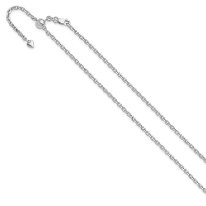 14K Weißgold Verstellbar 2.5mm Halbmassiv Diamantiert Ankerkette Halskette