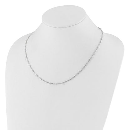14K Weißgold Verstellbar 2.5mm Halbmassiv Diamantiert Ankerkette Halskette