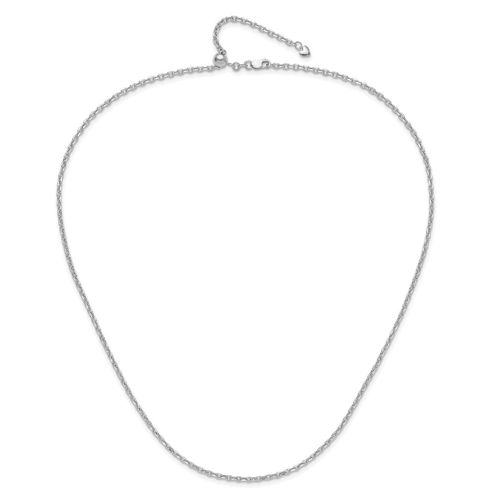 14K Weißgold Verstellbar 2.5mm Halbmassiv Diamantiert Ankerkette Halskette
