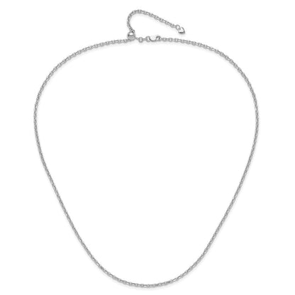 14K Weißgold Verstellbar 2.5mm Halbmassiv Diamantiert Ankerkette Halskette