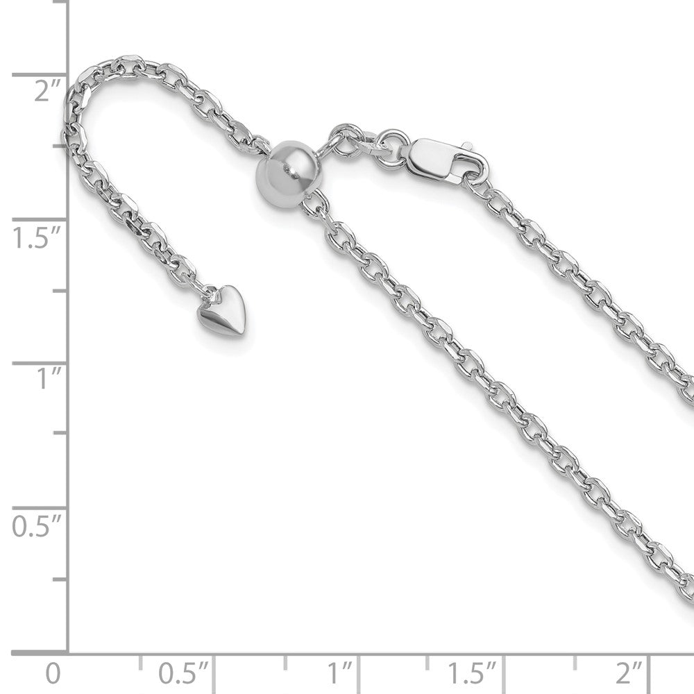 14K Weißgold Verstellbar 2.5mm Halbmassiv Diamantiert Ankerkette Halskette