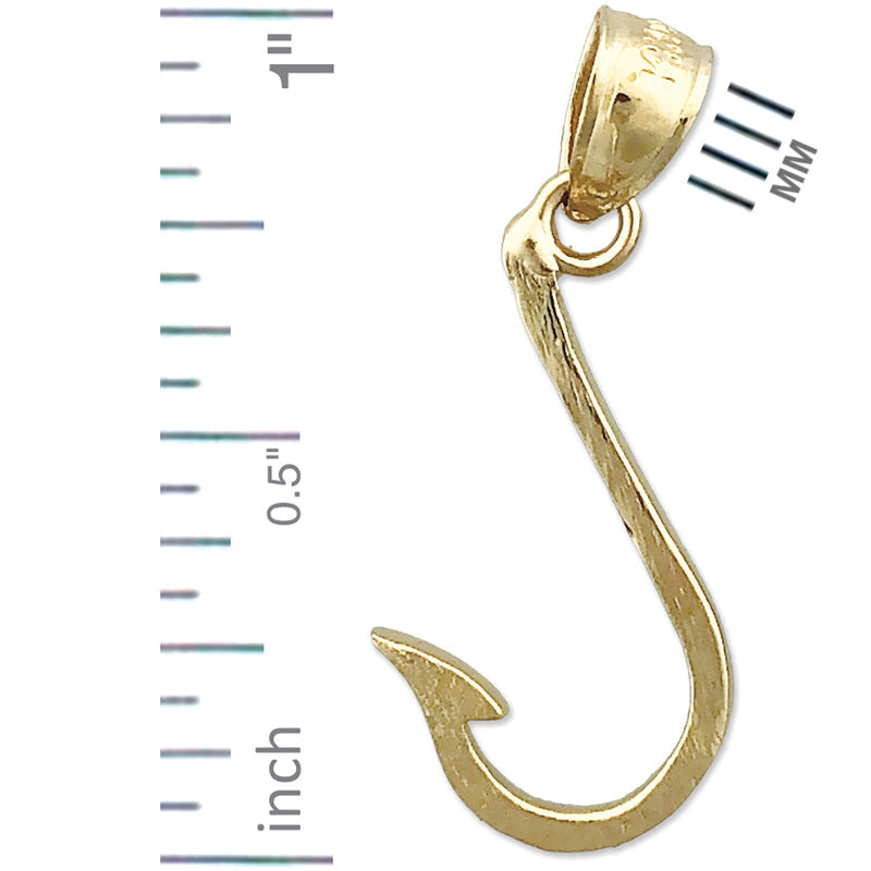 14K Gold 3D-Angelhaken-Charm
