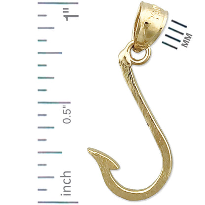14K Gold 3D-Angelhaken-Charm