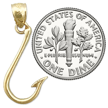 14K Gold 3D-Angelhaken-Charm