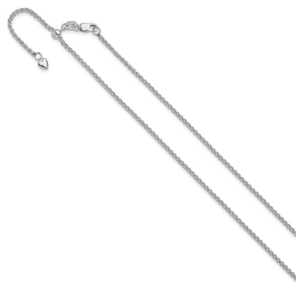 14K Weißgold Verstellbar 1.6mm Halbmassiv Ährenkette Halskette