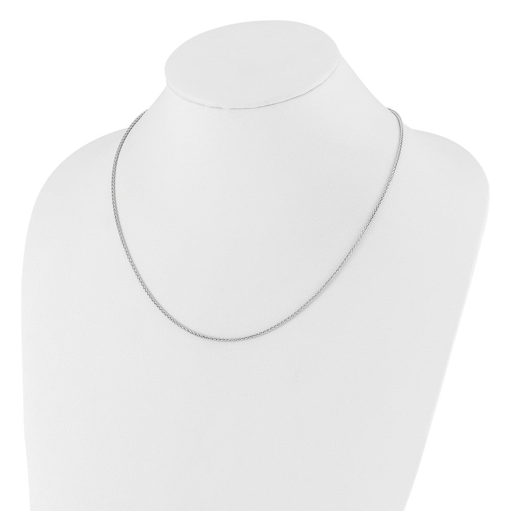 14K Weißgold Verstellbar 1.6mm Halbmassiv Ährenkette Halskette