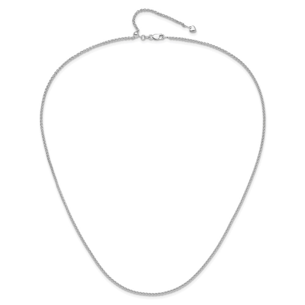 14K Weißgold Verstellbar 1.6mm Halbmassiv Ährenkette Halskette