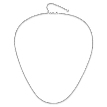 14K Weißgold Verstellbar 1.6mm Halbmassiv Ährenkette Halskette