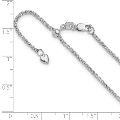 14K Weißgold Verstellbar 1.6mm Halbmassiv Ährenkette Halskette