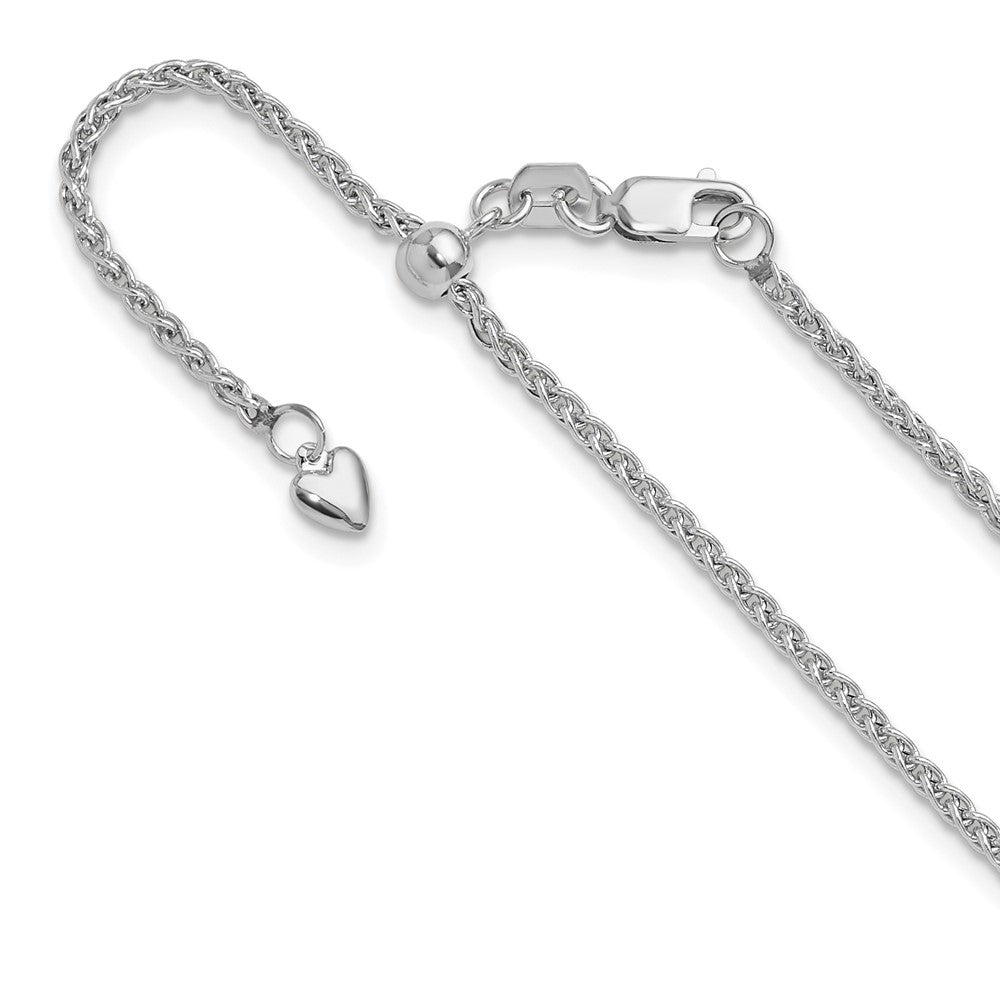 14K Weißgold Verstellbar 1.6mm Halbmassiv Ährenkette Halskette
