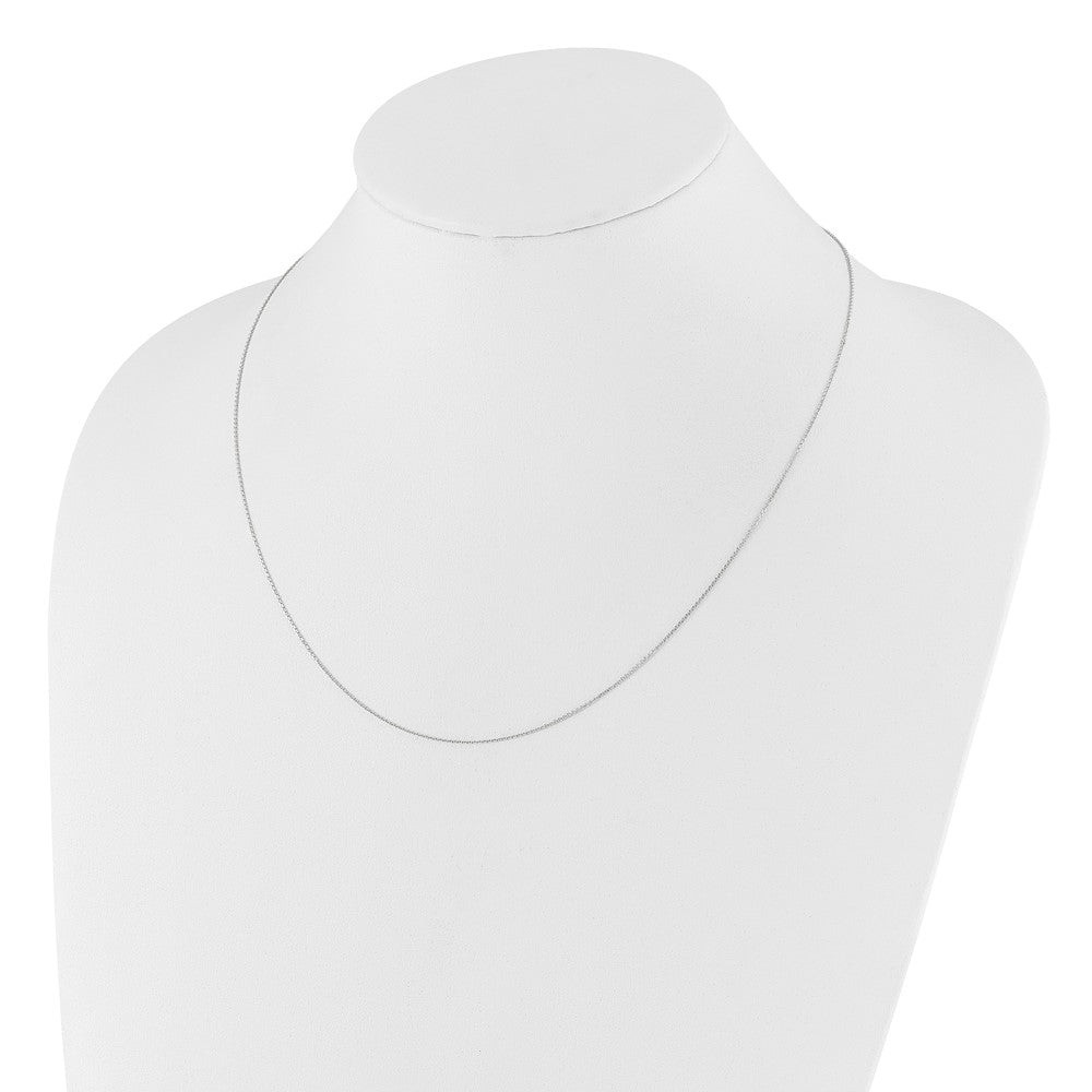 22 Zoll 14K Weißgold Verstellbar 1mm Diamantiert Ankerkette Halskette