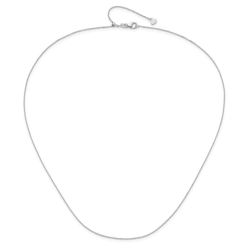 22 Zoll 14K Weißgold Verstellbar 1mm Diamantiert Ankerkette Halskette