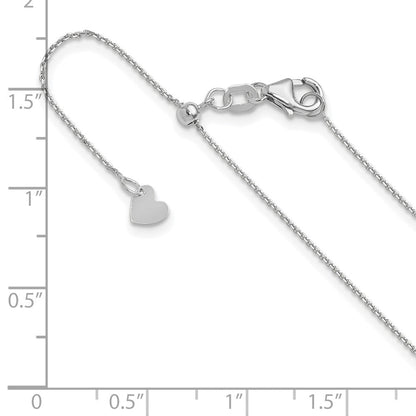 22 Zoll 14K Weißgold Verstellbar 1mm Diamantiert Ankerkette Halskette