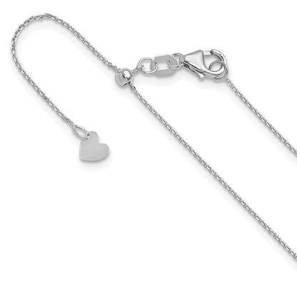22 Zoll 14K Weißgold Verstellbar 1mm Diamantiert Ankerkette Halskette