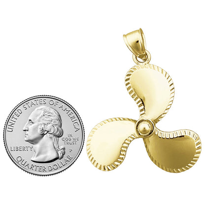 14K Gold Propeller-Anhänger, 32 mm