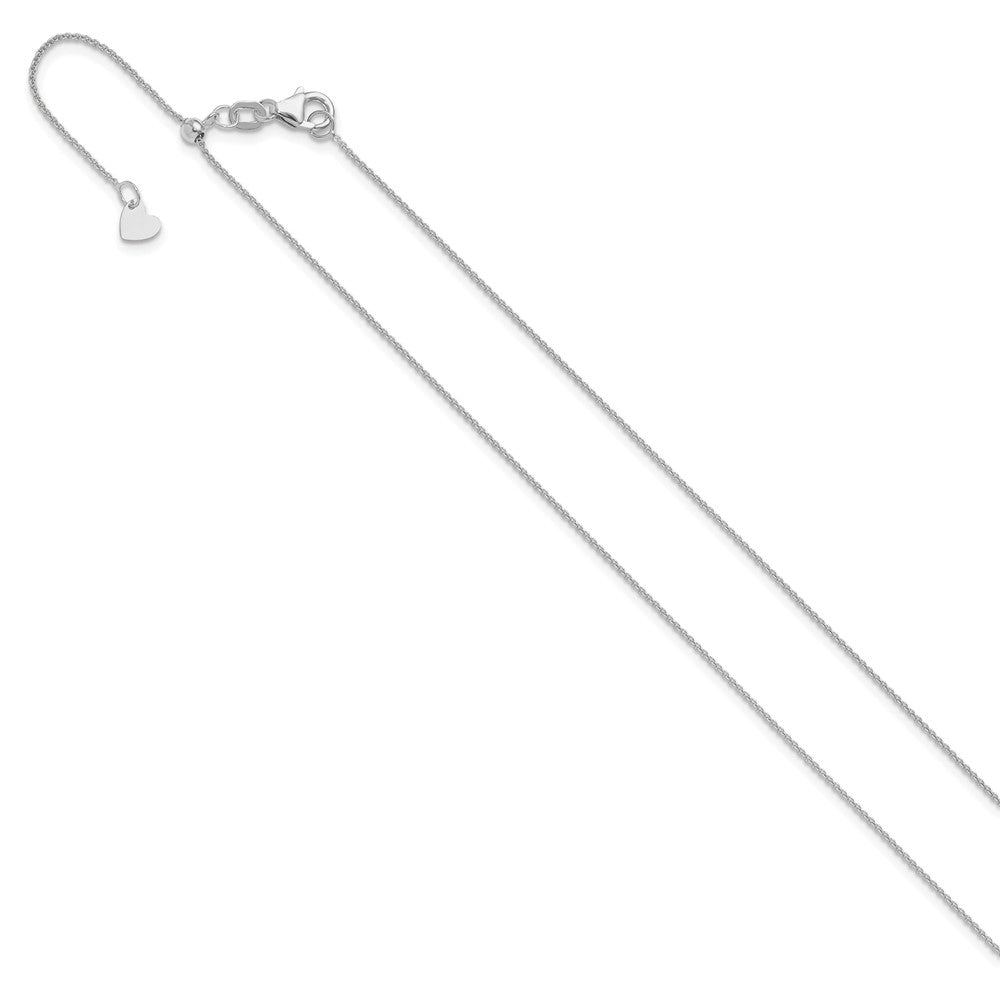 14K Weißgold Verstellbar.7mm Rund Ankerkette Halskette
