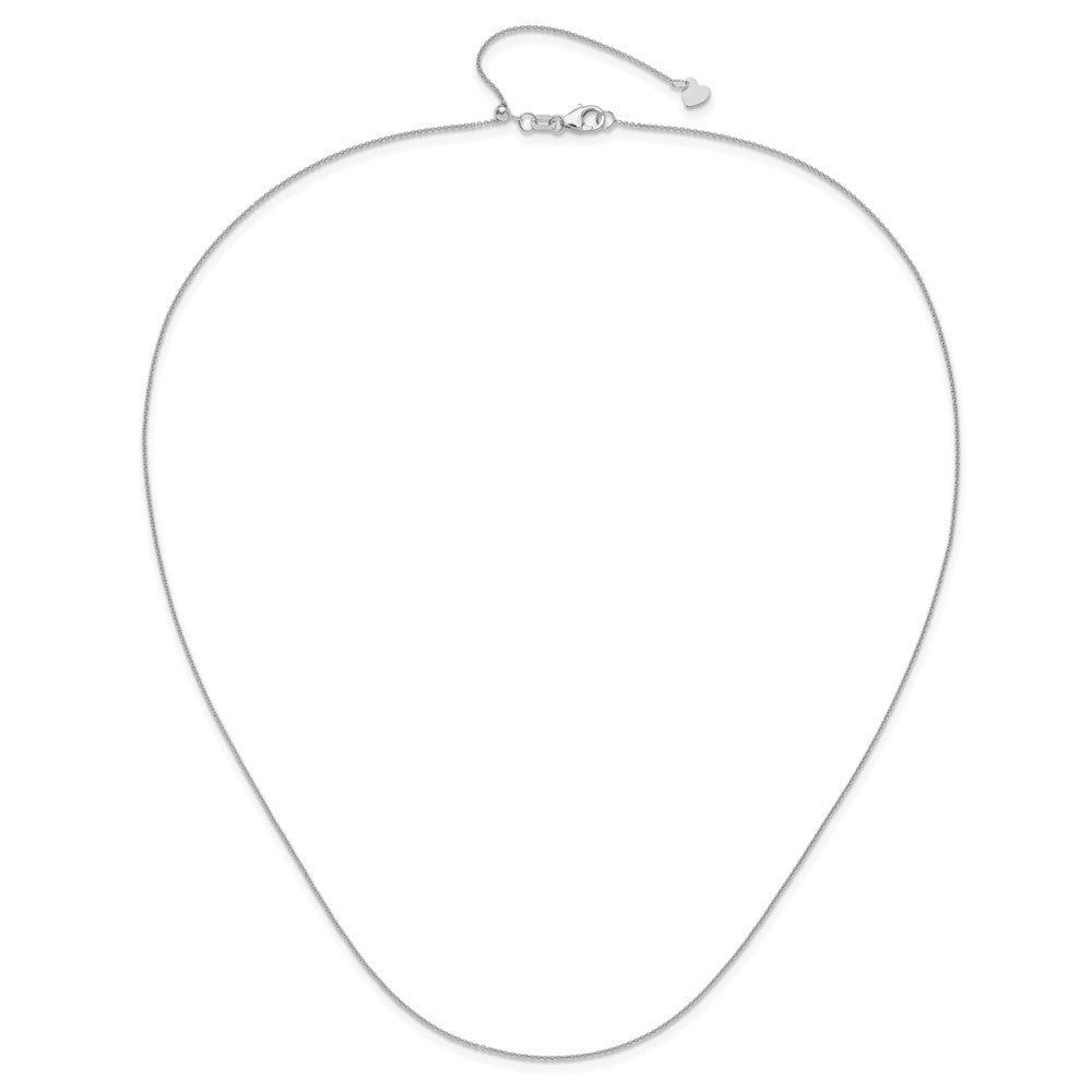 14K Weißgold Verstellbar.7mm Rund Ankerkette Halskette