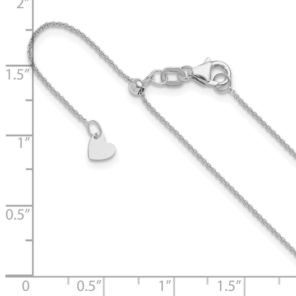 14K Weißgold Verstellbar.7mm Rund Ankerkette Halskette