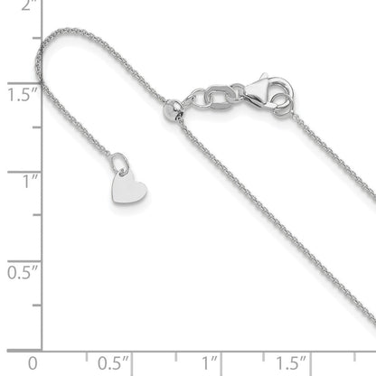 14K Weißgold Verstellbar.7mm Rund Ankerkette Halskette