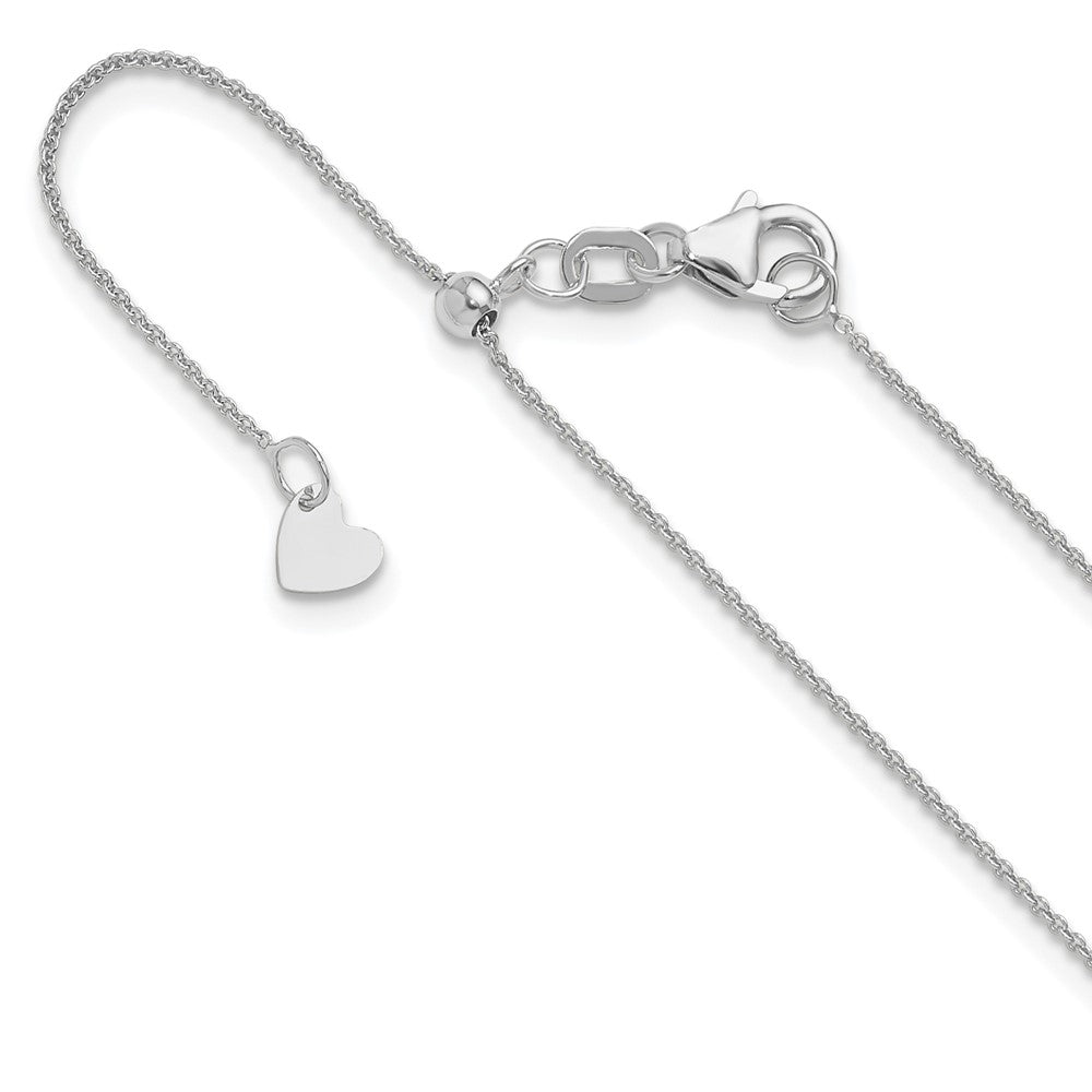 14K Weißgold Verstellbar.7mm Rund Ankerkette Halskette