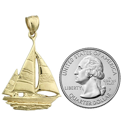 14K Gold Anhänger Ketch-Segelboot