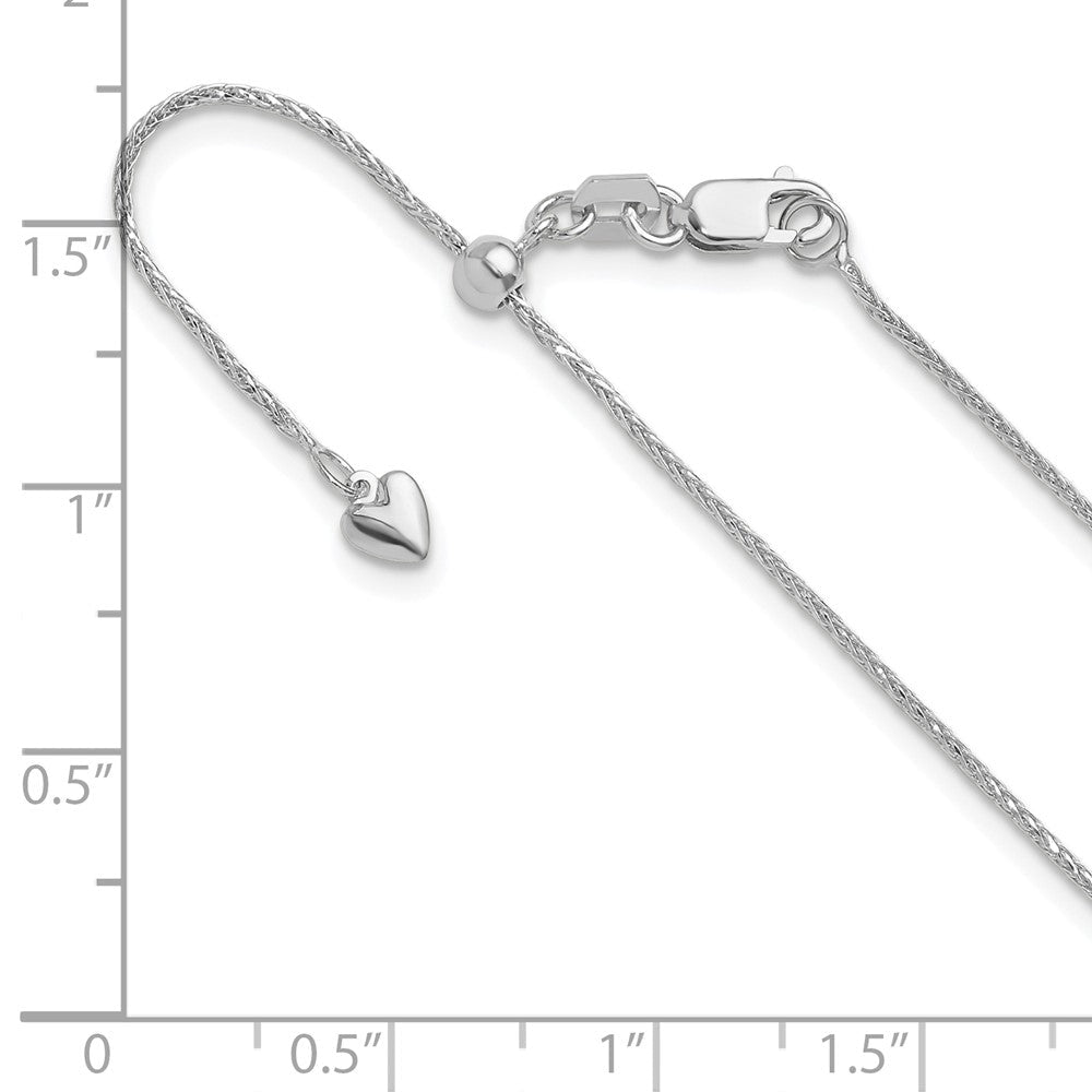 14K Weißgold Verstellbar.95mm Diamantiert Weizen Halskette