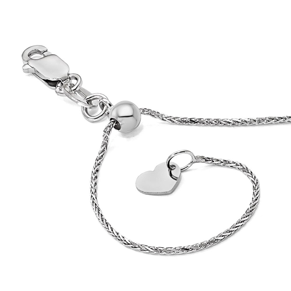 14K Weißgold Verstellbar.95mm Diamantiert Weizen Halskette