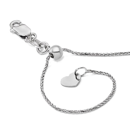 14K Weißgold Verstellbar.95mm Diamantiert Weizen Halskette